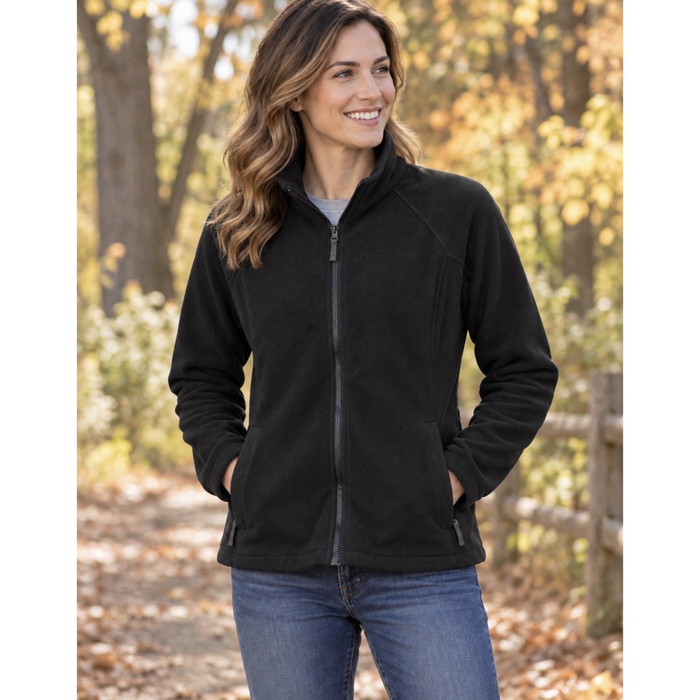 Lands End Women's Dark Gray Fleece Full Zip Jacket Long Sleeve Size L